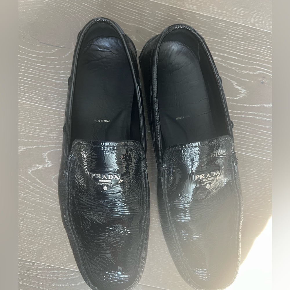 Black shinny loafers in good condition
